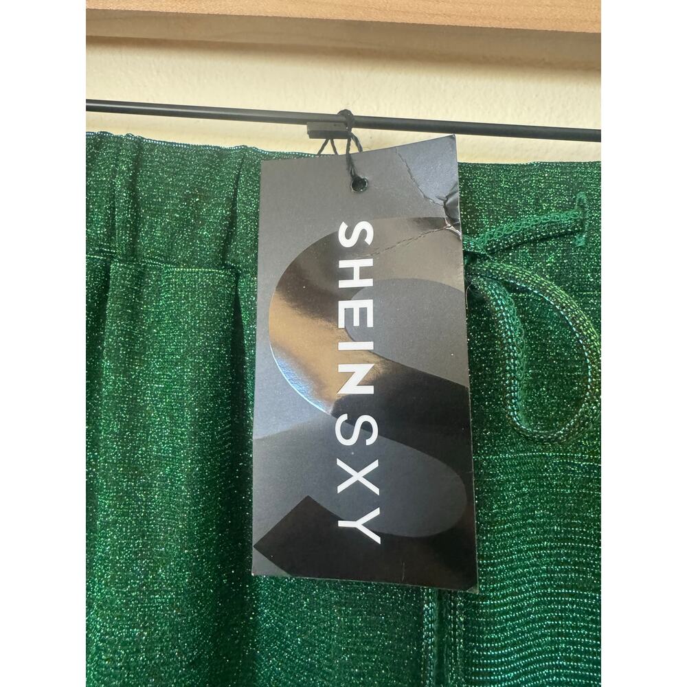 NWT Emerald Green Glitter Jogger Pants Elastic Waist Sparkle XL - Picture 4 of 12